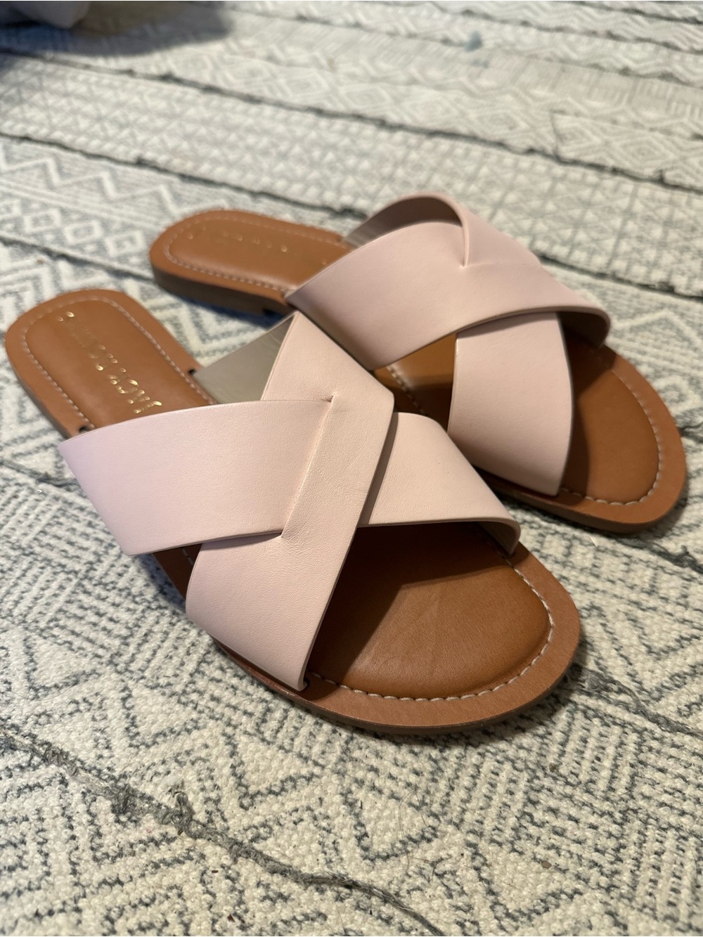 Jack Rogers Pale Pink Cross-Strap Slide Sandals